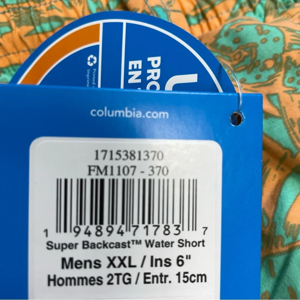 Columbia PFG Water Shorts Swim Trunks XXL Mens NWT Super Backcast Tropical Palm